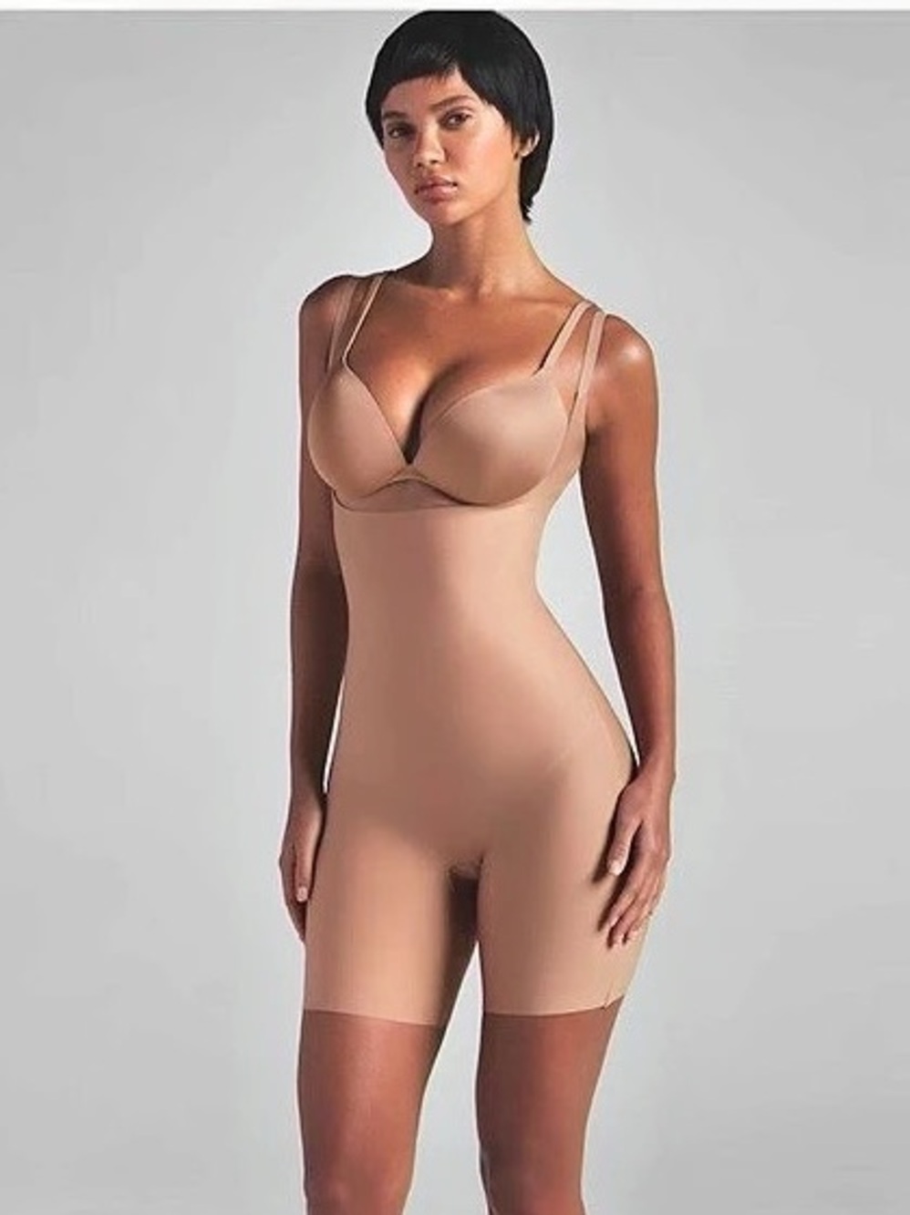 SKIMS Core Sculpt Open Bust Mid Thigh Bodysuit Shapewear Sienna Small NWT